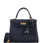 Hermès-Inspired Designer Dupes Kelly 25 Retourne Touch Black Lizard & Togo GHW - Exotic Creations