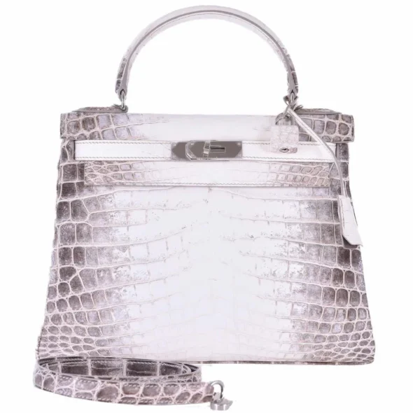 Hermès-Inspired Designer Dupes Kelly 28 Himalayan Porosus Crocodile PHW - Exotic Creations