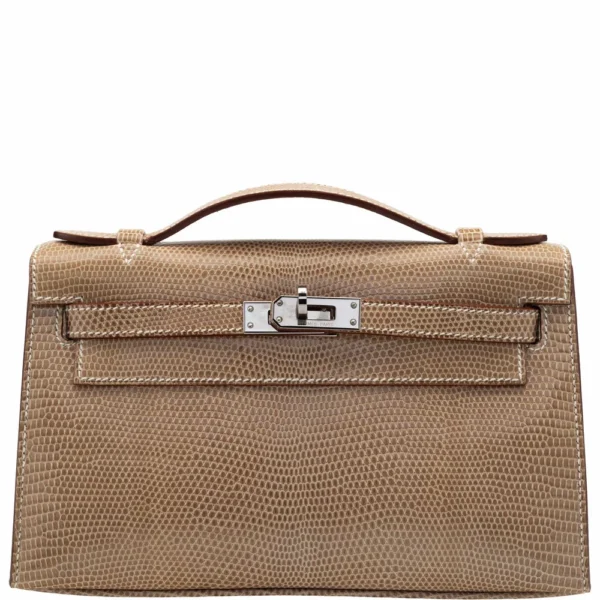 Hermès-Inspired Designer Dupes Kelly Mini Pochette Ficelle Lizard Swift PHW - Exotic Creations
