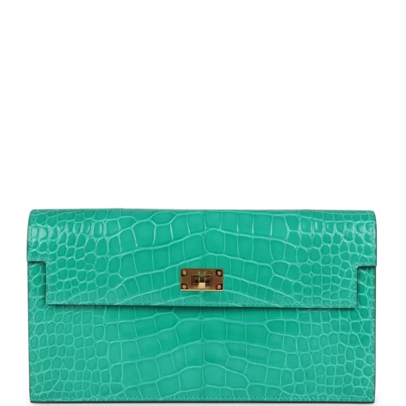 Hermès Kelly Pocket Vert Jade Alligator Dupe Wallet | Exotic Creations