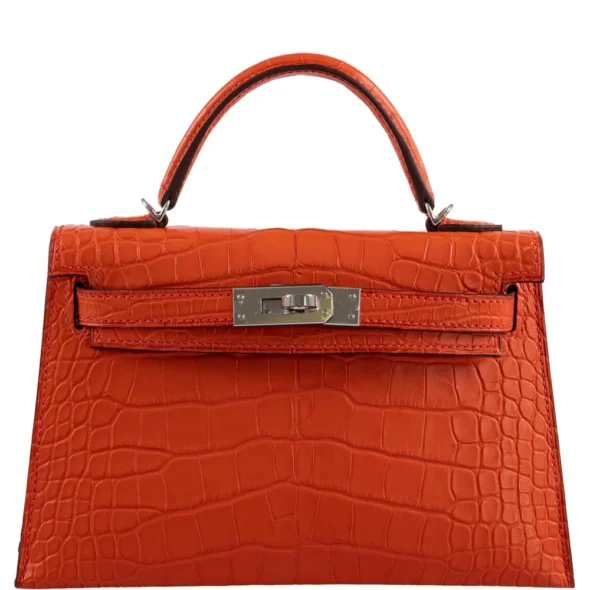 Hermès-Inspired Mini Kelly 20 II Poppy Matte Alligator PHW | Exotic CreationsINT