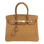Hermès-Inspired Designer Dupes Ostrich Birkin 30 Gold GHW - Exotic Creations
