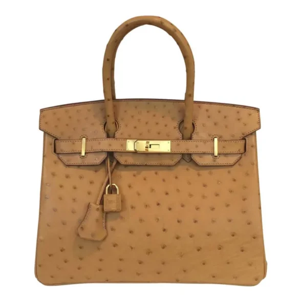 Hermès-Inspired Designer Dupes Ostrich Birkin 30 Gold GHW - Exotic Creations