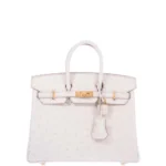 Hermès-Inspired Luxury Handbags Birkin 25 Beton Ostrich GHW - Exotic Creations