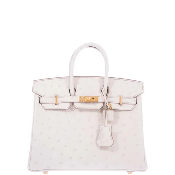 Hermès-Inspired Luxury Handbags Birkin 25 Beton Ostrich GHW - Exotic Creations