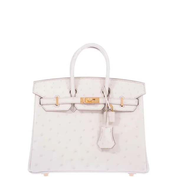 Hermès-Inspired Luxury Handbags Birkin 25 Beton Ostrich GHW - Exotic Creations
