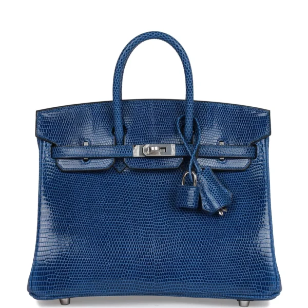 Hermès-Inspired Luxury Handbags Birkin 25 Bleu Saphir Lizard PHW - Exotic Creations
