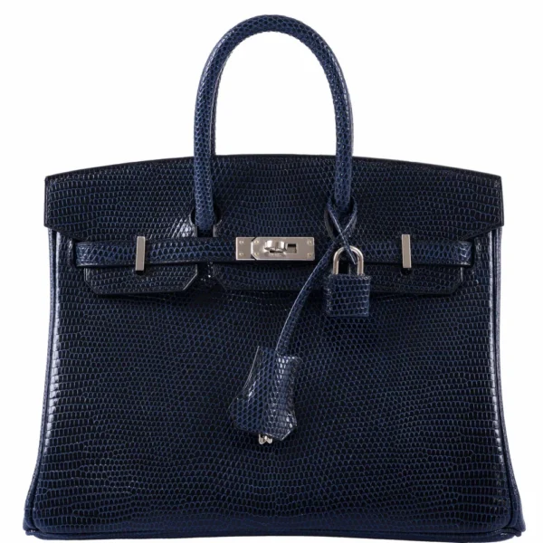 Hermès-Inspired Luxury Handbags Birkin 25 Indigo Lizard PHW - Exotic Creations