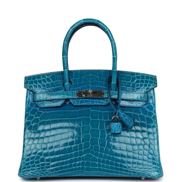 Hermès-Inspired Birkin 30 Bleu Izmir Shiny Croc Bag | Exotic Creations