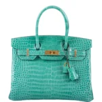 Hermès-Inspired Luxury Handbags Birkin 30 Vert Jade Shiny Porosus Crocodile GHW - Exotic Creations