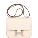 Hermès-Inspired Luxury Handbags Constance 18 Nata Ostrich PHW - Exotic Creations