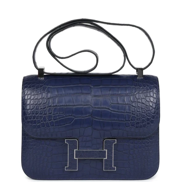 Hermès-Inspired Constance 24 Bleu Saphir Alligator Bag | Exotic Creations