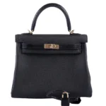 Hermès-Inspired Luxury Handbags Kelly 25 Retourne Touch Black Lizard & Togo GHW - Exotic Creations