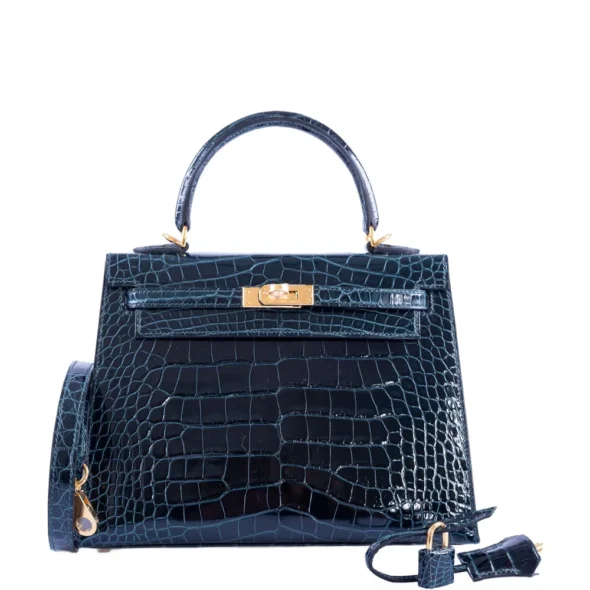Hermès-Inspired Luxury Handbags Kelly 25 Vert Cypress Alligator GHW - Exotic Creations
