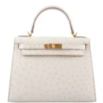 Hermès-Inspired Luxury Handbags Kelly 28 Beton Ostrich GHW - Exotic Creations