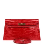 Hermès-Inspired Luxury Handbags Kelly Elan Foile Braise Shiny Porosus Crocodile GHW - Exotic Creations