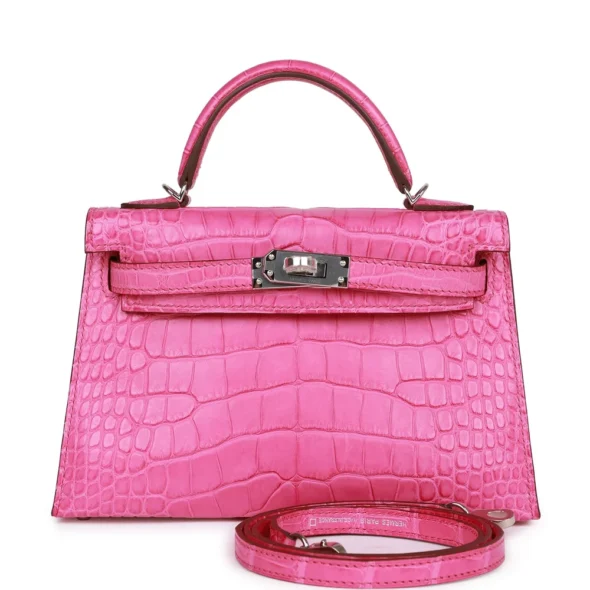 Hermès-Inspired Mini Kelly 20 II Rose Shocking Matte Alligator | Exotic Creations