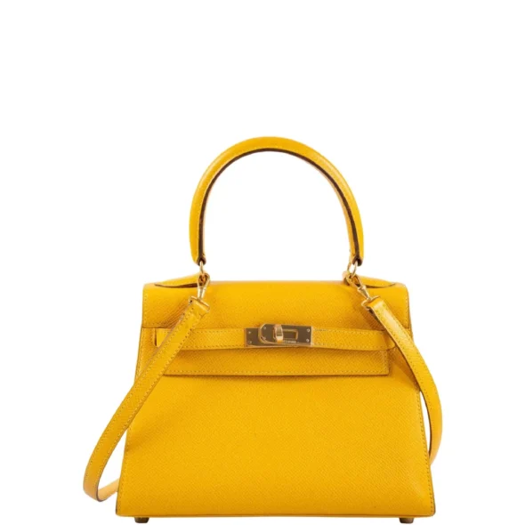 Hermès-Inspired Luxury Handbags Mini Kelly 20 Jaune Courchevel GHW - Exotic Creations