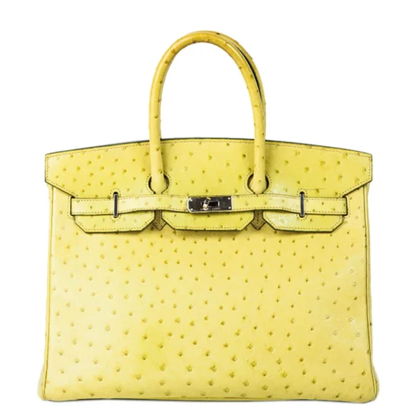 Hermès-Inspired Luxury Handbags Ostrich Birkin 35 Vert Anis Ostrich PHW - Exotic Creations