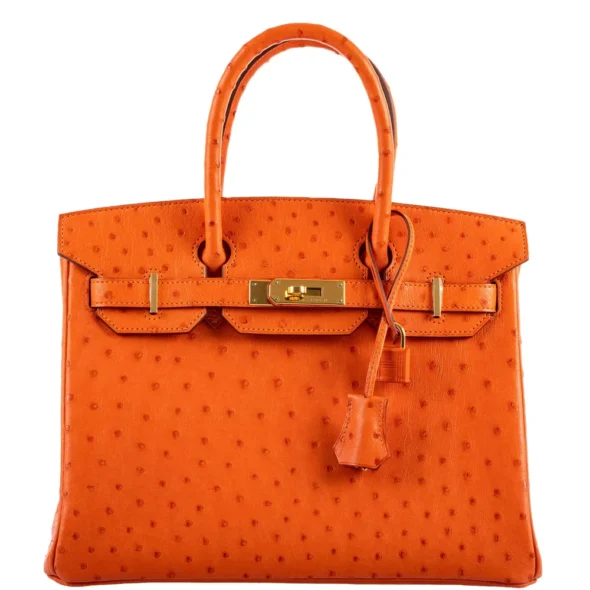 Hermès Replica Birkin 30 Tangerine Ostrich GHW - Exotic Creations