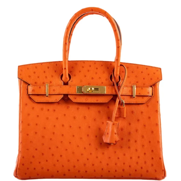Hermès Replica Birkin 30 Tangerine Ostrich GHW - Exotic Creations