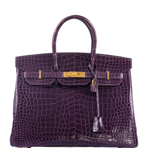 Hermès Replica Birkin 35 Amethyst Porosus Crocodile GHW - Exotic Creations