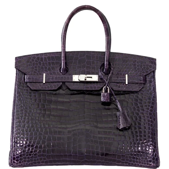 Hermès Replica Birkin 35 Amethyst Porosus Crocodile PHW - Exotic Creations