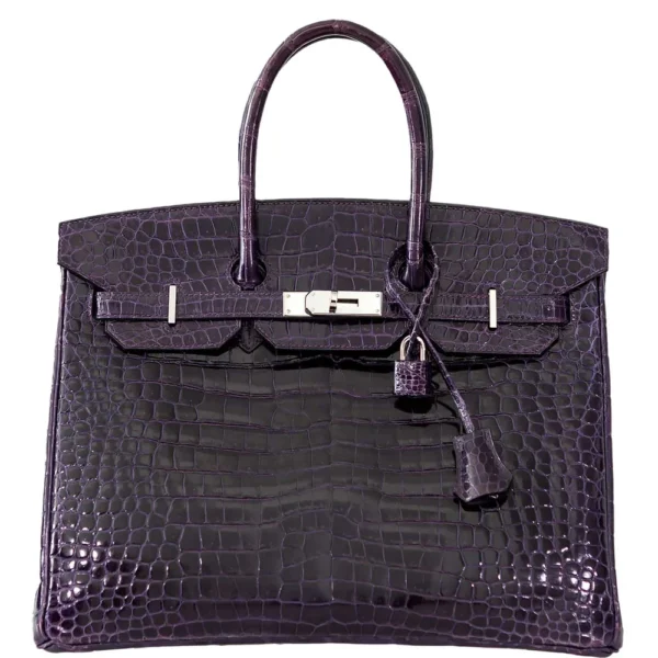 Hermès Replica Birkin 35 Amethyst Porosus Crocodile PHW - Exotic Creations