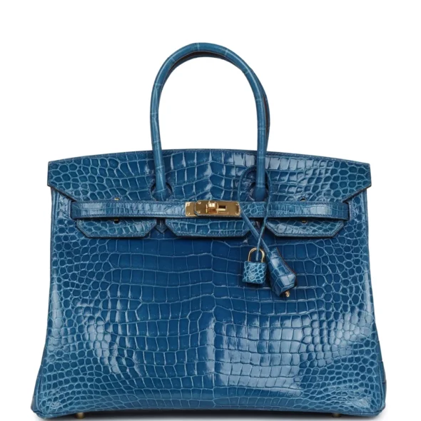 Hermès Replica Birkin 35 Bleu Mykonos Shiny Porosus Crocodile GHW - Exotic Creations