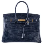 Hermès Replica Birkin 35 Blue Abysse Shiny Porosus Crocodile GHW - Exotic Creations