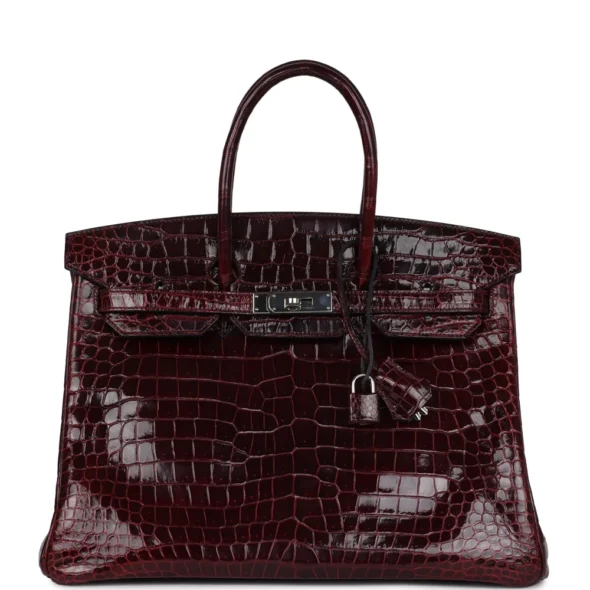 Hermès Replica Birkin 35 Bordeaux Shiny Porosus Crocodile PHW - Exotic Creations