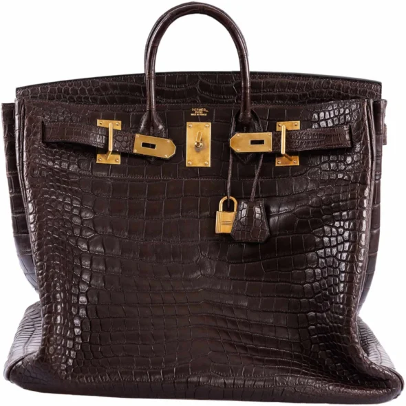 Hermès Replica Birkin 50 HAC Ebene Porosus Crocodile BHW - Exotic Creations