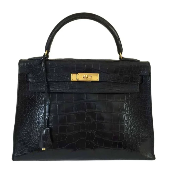 Hermès Replica Black Crocodile Kelly 32 GHW - Exotic Creations