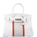 Hermès Replica Club Birkin 30 White, Grey Clemence & Sanguine Lizard PHW - Exotic Creations