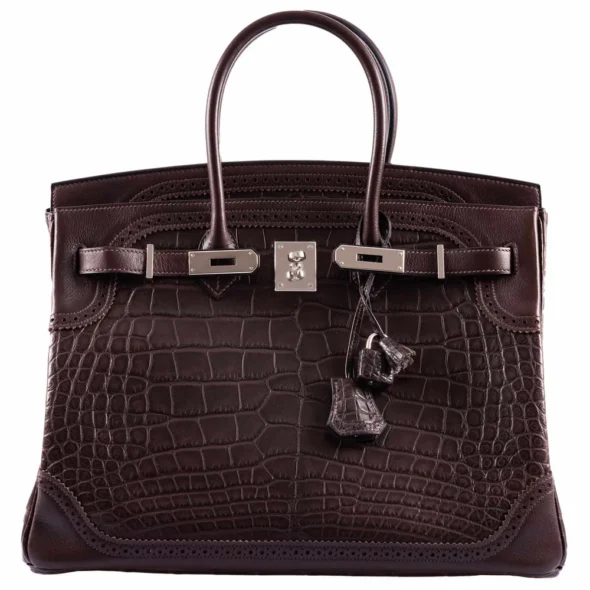 Hermès Replica Collection 2025 Birkin 35 Ghillies Matte Ébène Alligator PHW - Exotic Creations
