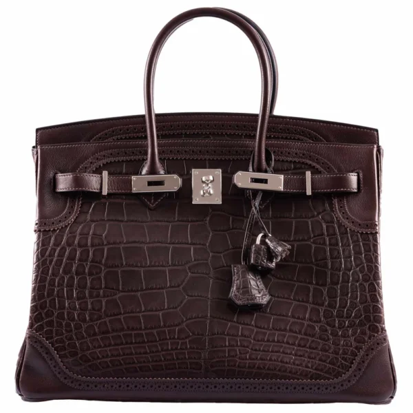 Hermès Replica Collection 2025 Birkin 35 Ghillies Matte Ébène Alligator PHW - Exotic Creations