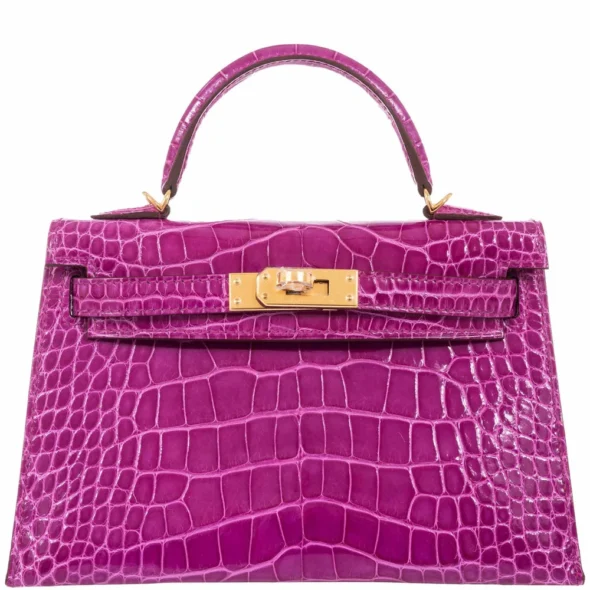 Hermès Replica Collection 2025 Kelly 20 Rose Scheherazade Alligator GHW - Exotic Creations