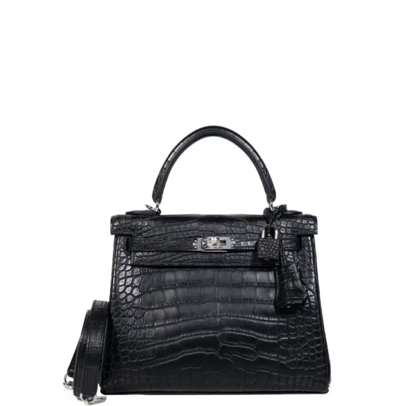 Hermès Replica Collection 2025 Kelly 25 Matte Black Alligator PHW - Exotic Creations