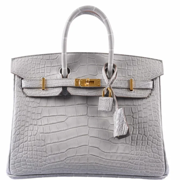 Hermès Replica Collection 2025 Birkin 25 Matte Gris Perle Alligator GHW - Exotic Creations