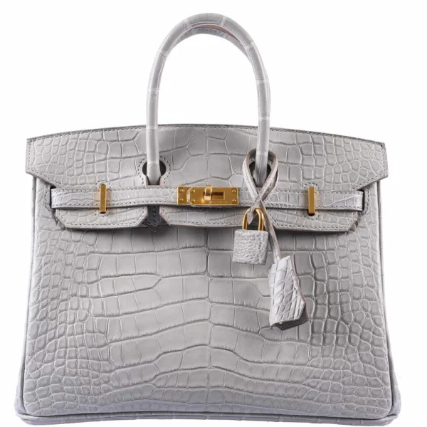 Hermès Replica Collection 2025 Birkin 25 Matte Gris Perle Alligator GHW - Exotic Creations