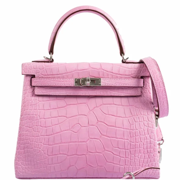 Hermès Replica Kelly 25 5P Bubblegum Pink Matte Alligator PHW | Exotic Creations