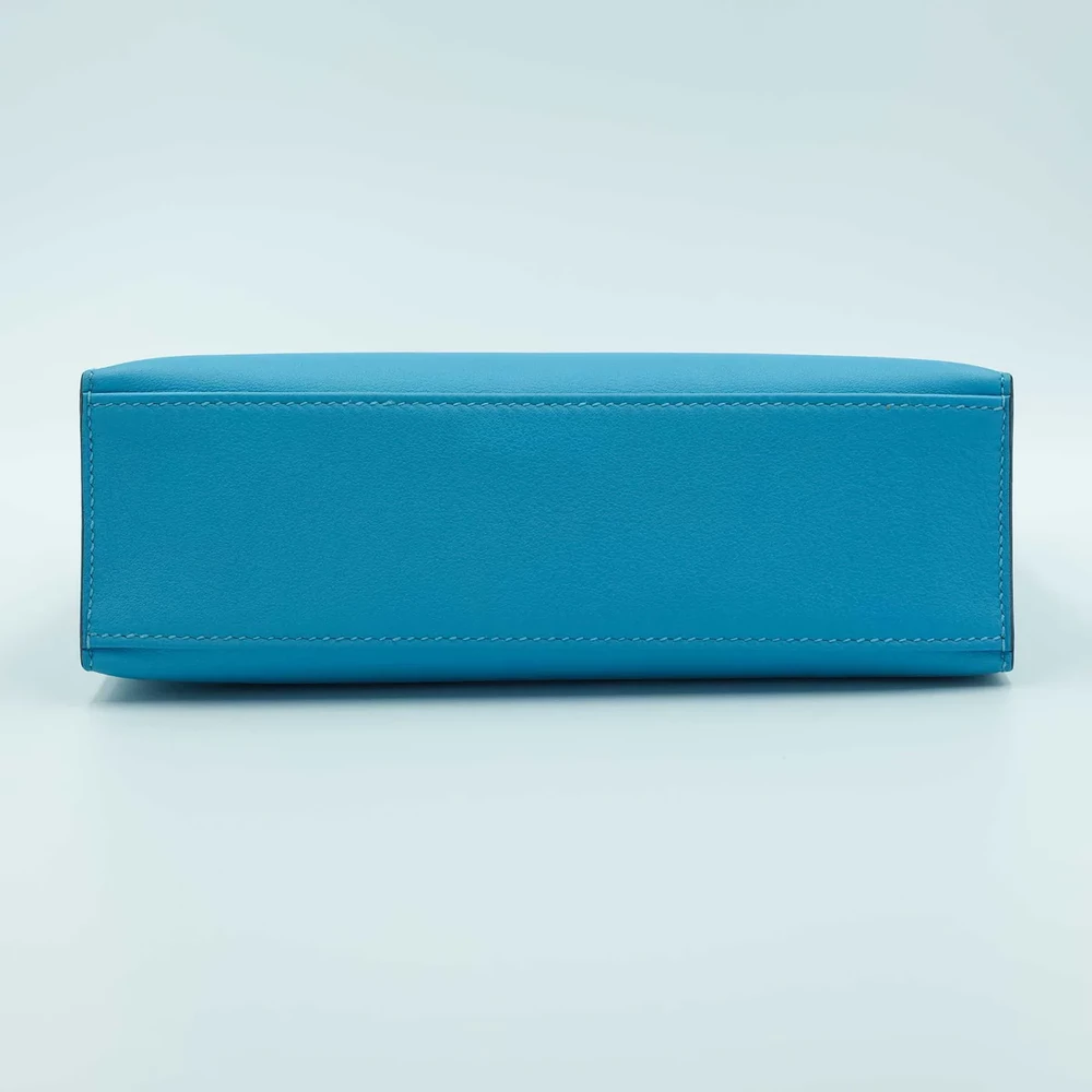 Hermès Replica Collection 2034 Kelly Pochette Celeste Swift GHW - Exotic Creations Bottom