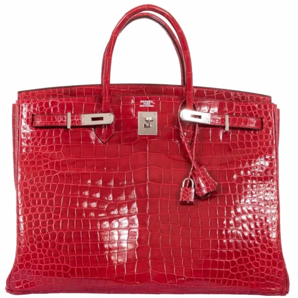 Hermès Replica Collection 2025 Birkin 40 Red Braise Porosus Crocodile PHW - Exotic Creations