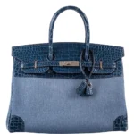 Hermès Replica Collection 2025 Birkin 35 Shiny Blue Roi Porosus Crocodile & Denim PHW - Exotic Creations