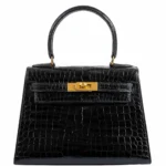 Hermès Replica Collection 2025 Kelly 20 Shiny Black Porosus Crocodile GHW - Exotic Creations
