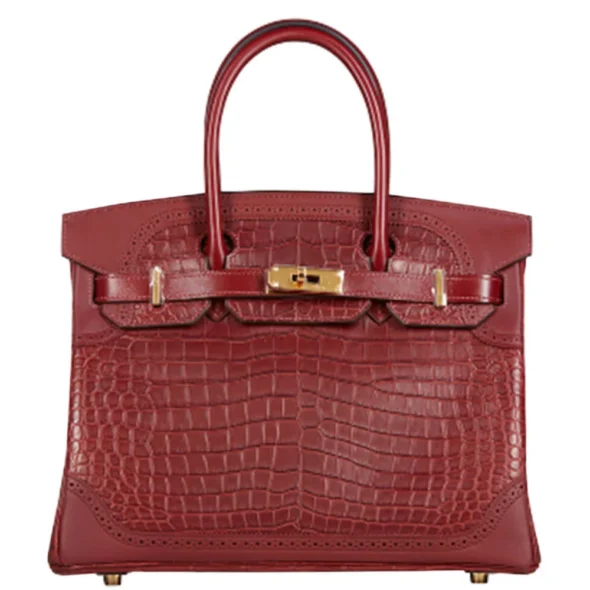 Hermès Replica Collection 2025 Ghillies Birkin 30 Bourgogne Porosus Crocodile GHW - Exotic Creations