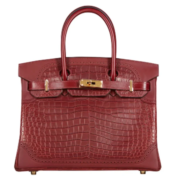 Hermès Replica Collection 2025 Ghillies Birkin 30 Bourgogne Porosus Crocodile GHW - Exotic Creations