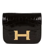 Hermès Replica Constance Slim Wallet Black Alligator