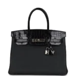 Hermès Replica Collection 2025 Birkin 30 Black Shiny Niloticus Crocodile & Togo Touch PHW - Exotic Creations