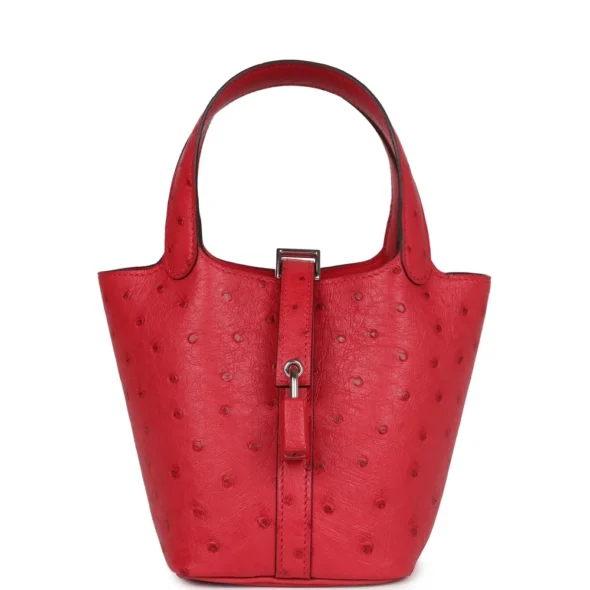 Hermès Replica Collection 2025 Micro Picotin Lock 14 Bougainvillea Ostrich PHW - Exotic Creations